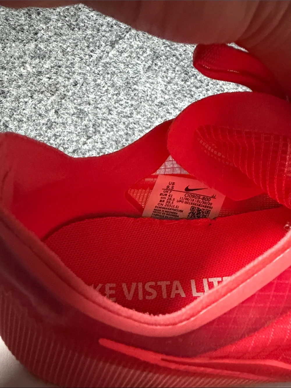 Nike Women's Bright Coral Red/Orange Lace-Up Vista Lite Running Sneakers - Picture 4 of 4